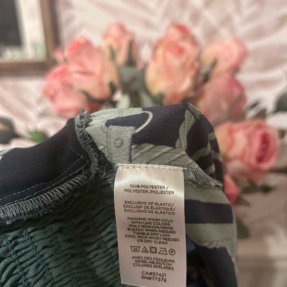 NWOT Ann Taylor Boatneck Printed Tie Waist Blouse Size M - Picture 8 of 9